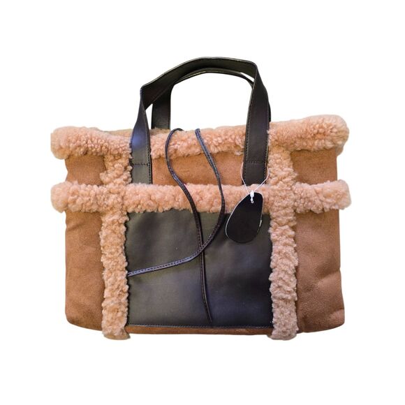 Ugg Handbags - VTG UGG Shearling Tote Bag Fur Leather Bag Trim Cozy Winter Y2K Soft Boho Preppy